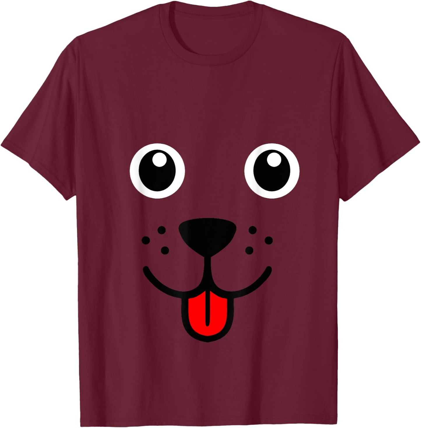 Funny Pet Animal Dog Puppy Happy Emoticon Face Gift Women Girls Kids T-Shirt - T-Shirt | Maroon