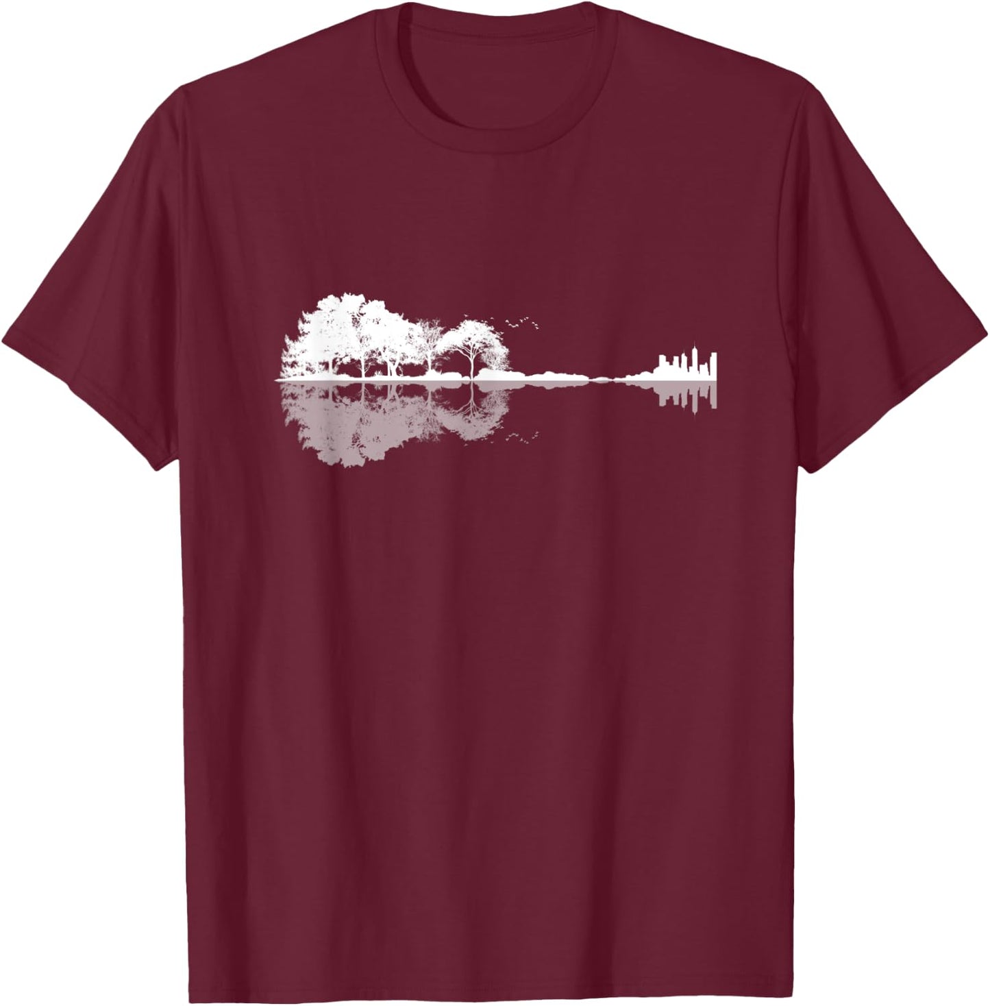Acoustic Guitar Shirt Nature Forest Bass Guitarist Men Women T-Shirt - T-Shirt | Maroon