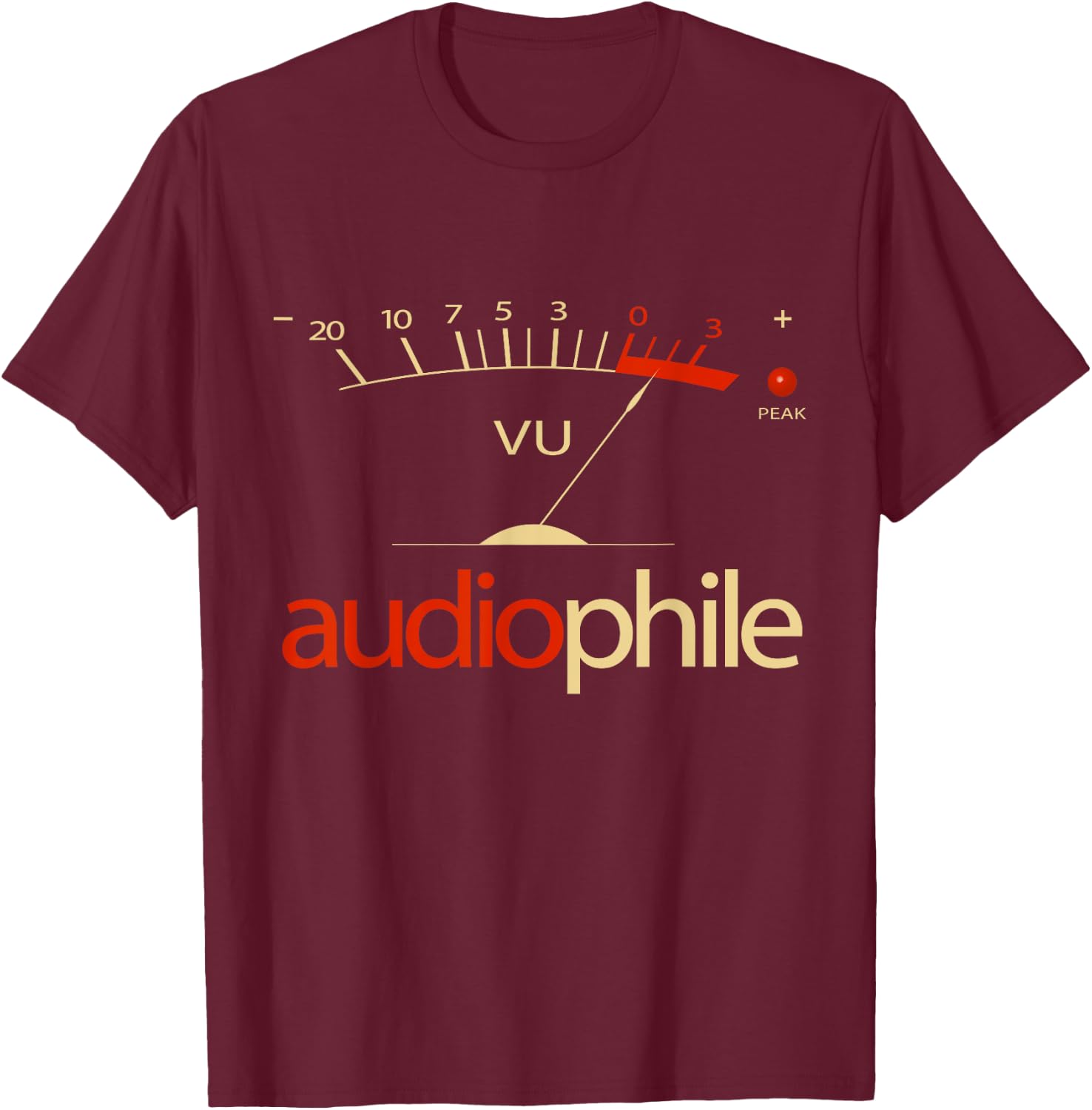 VU Meter Hi-Fi Vintage Stereo Audiophile T-Shirt - T-Shirt | Maroon