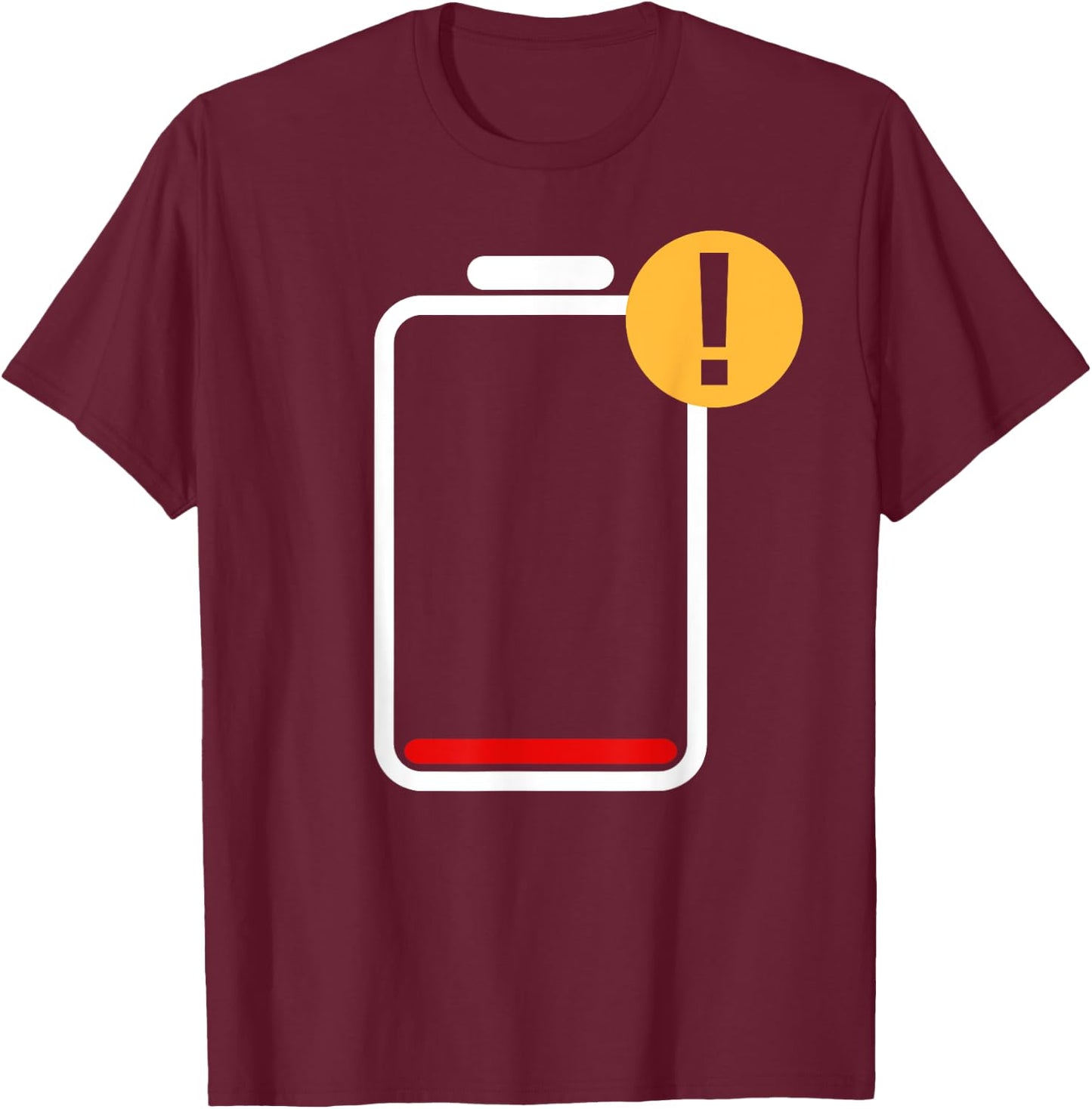 Cool Low Battery Halloween Costume | Funny Lazy DIY Gift T-Shirt - T-Shirt | Maroon