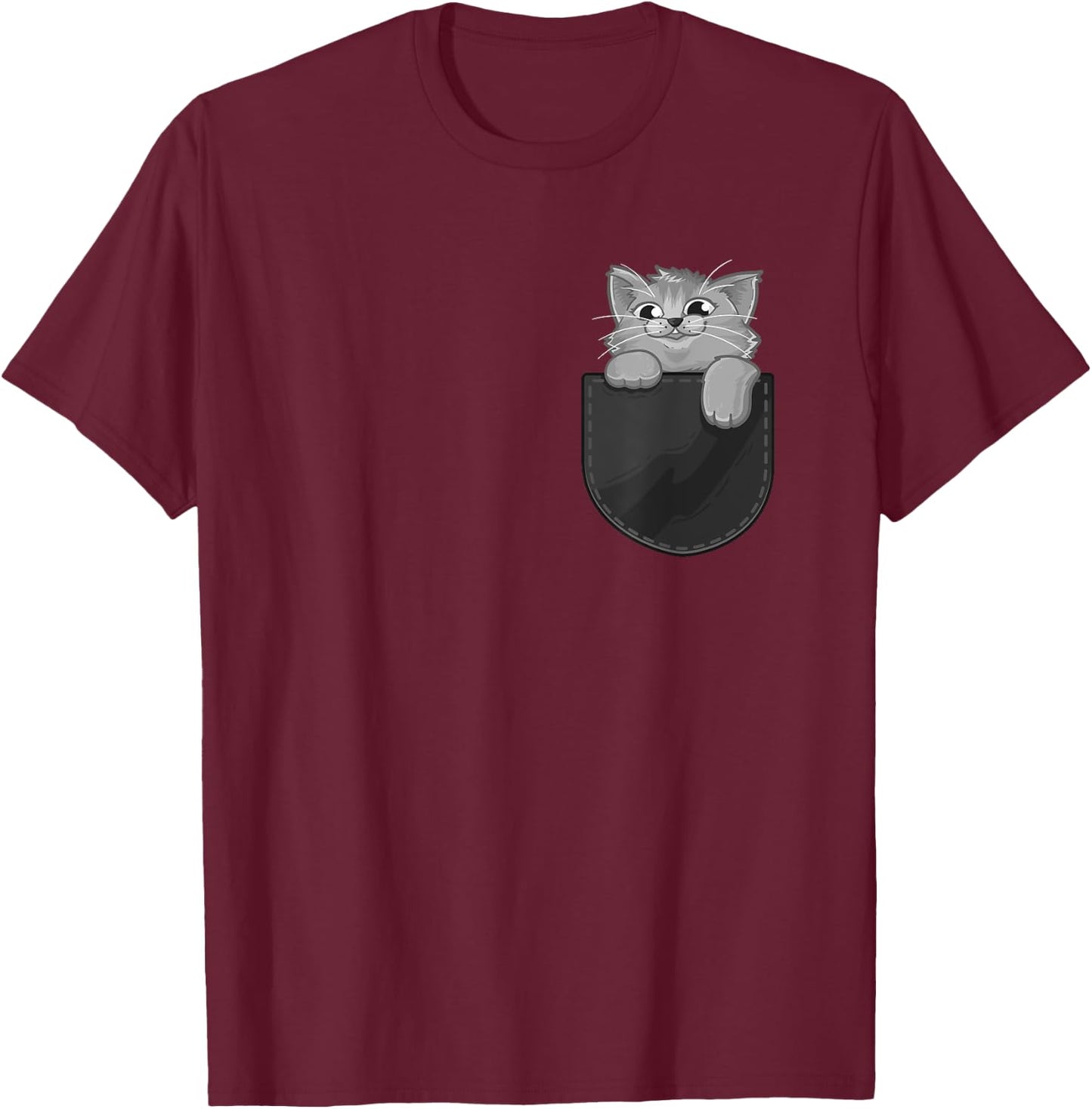 Grey Gray Cat Kitty In My Pocket Adorable Sassy Kitten Gift Women Girls Kids T-Shirt - T-Shirt | Maroon