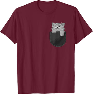 Grey Gray Cat Kitty In My Pocket Adorable Sassy Kitten Gift Women Girls Kids T-Shirt - T-Shirt | Maroon