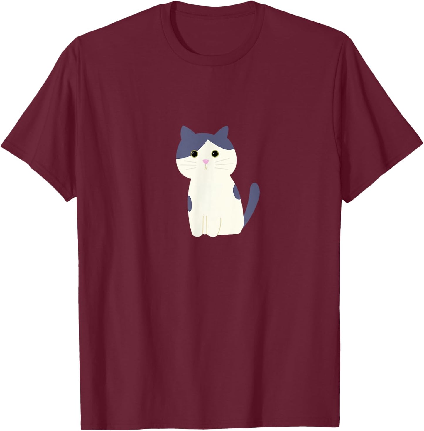 Cute Gray and White Spotted Cat T-Shirt - T-Shirt | Maroon