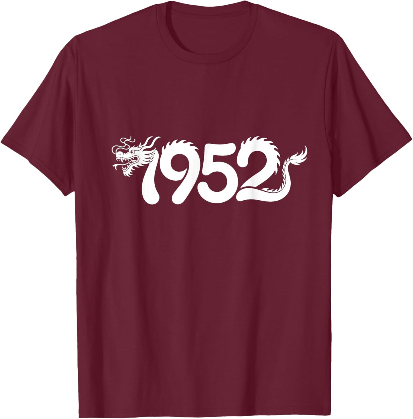 1952 Dragon - Chinese Zodiac Year Personalized Word Art T-Shirt - T-Shirt | Maroon