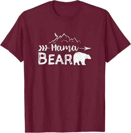 Mama Bear Shirt Matching Family Mama Papa Bear Camping Gift T-Shirt - T-Shirt | Maroon