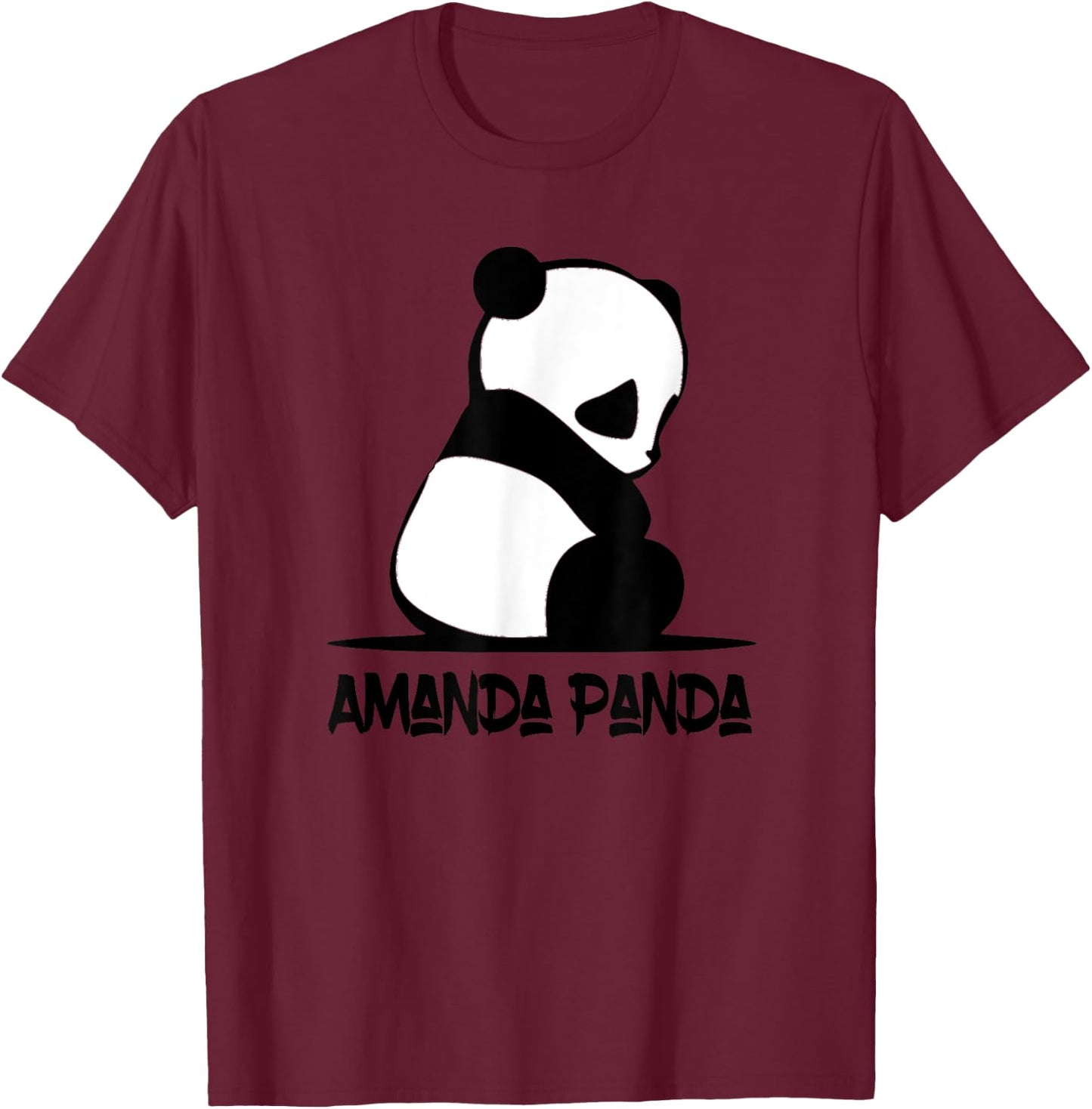 Cute Amanda Panda Sitting Bear T-Shirt - T-Shirt | Maroon