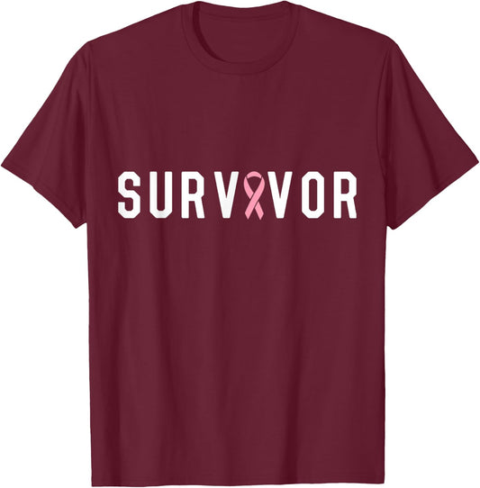 Breast Cancer Survivor We Did It Pink Ribbon T-Shirt - T-Shirt | Maroon