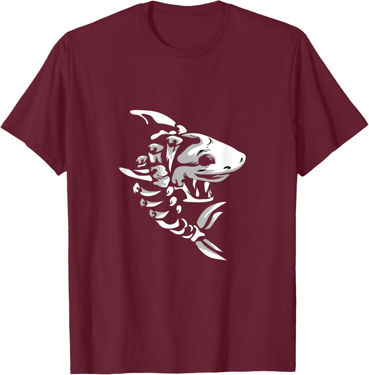 Cool Skeleton Bone Shark for boys girls kids T-Shirt - T-Shirt | Maroon
