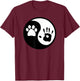 Dog Paw and Human Hand Print Yin Yang T-Shirt - T-Shirt | Maroon