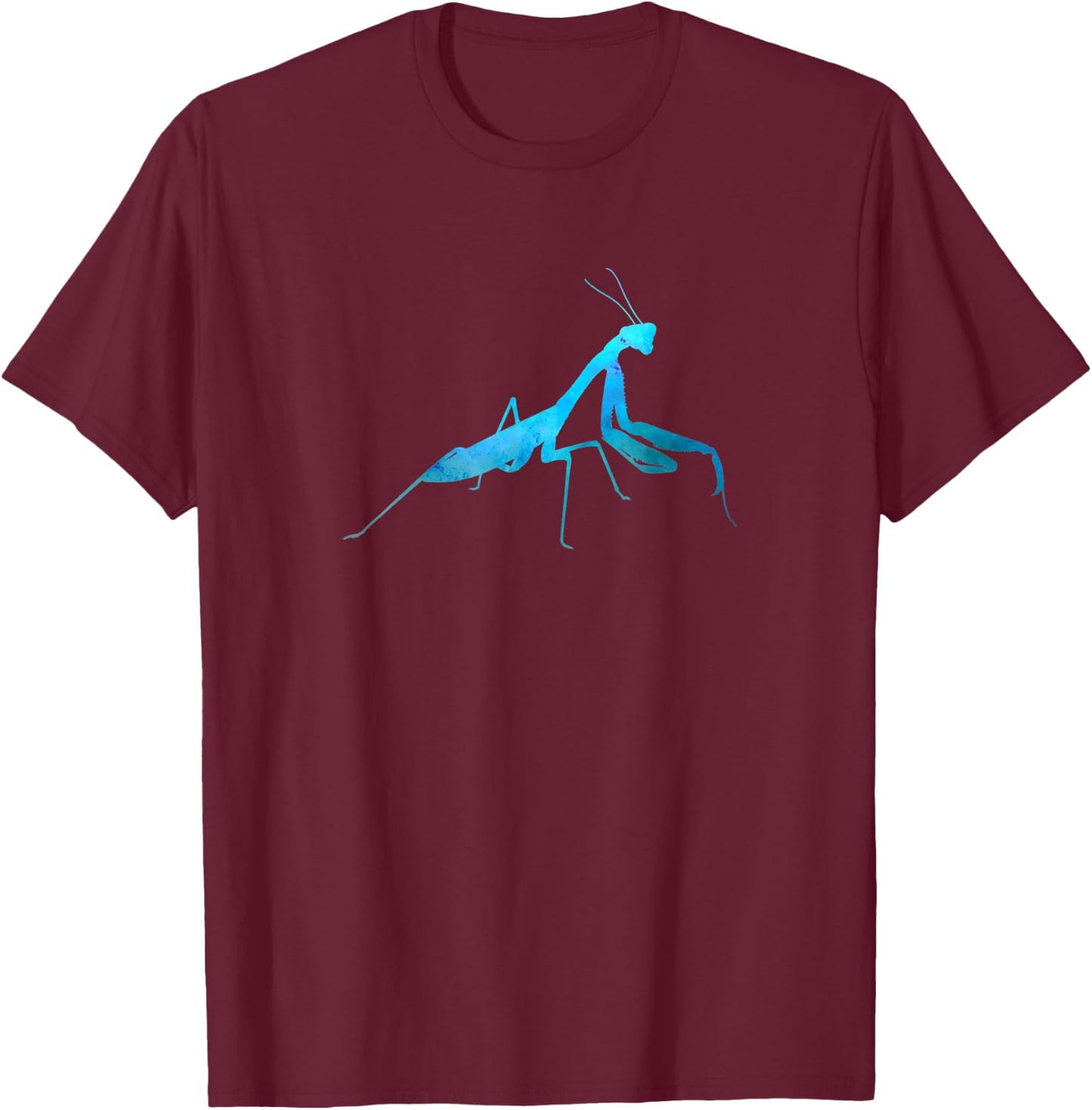 Praying Mantis Rustic Blue T-Shirt - T-Shirt | Maroon