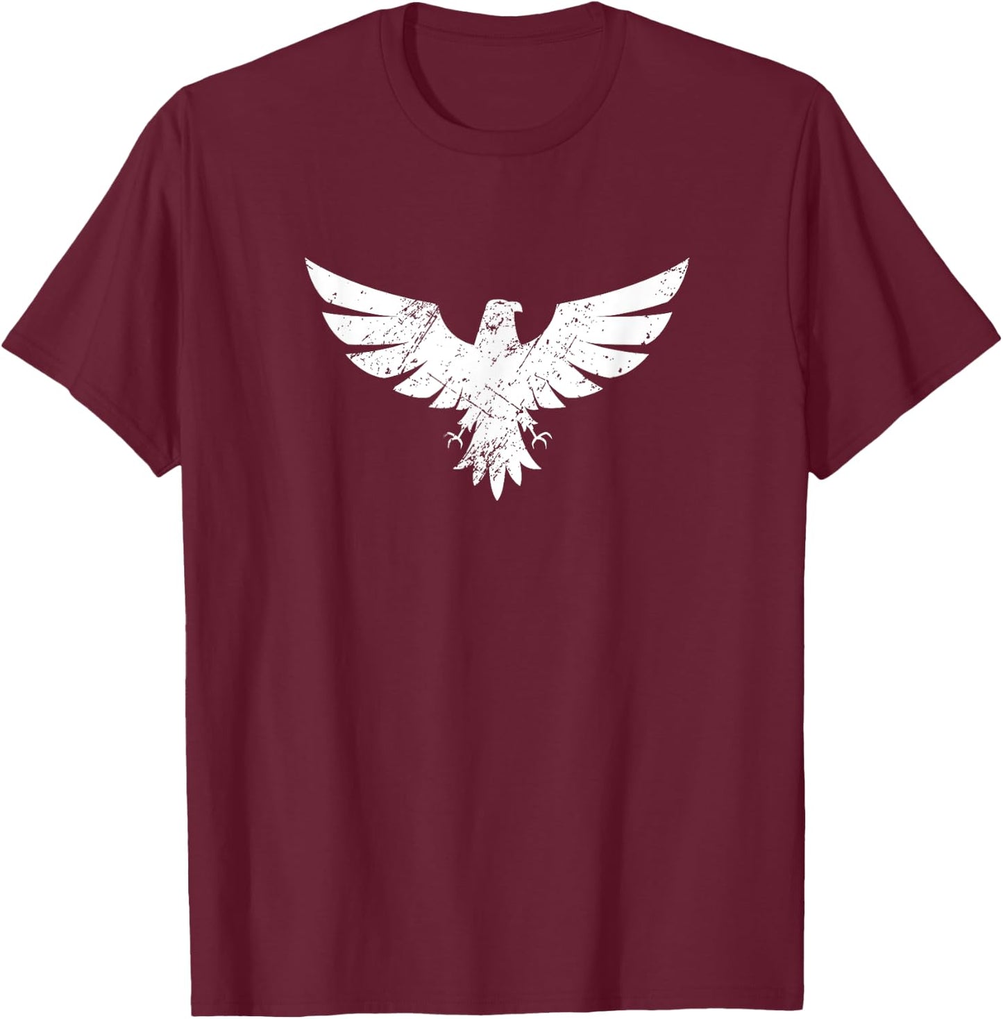 White Eagle Print - Bird Wings Soaring T-Shirt - T-Shirt | Maroon