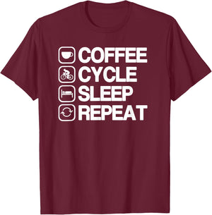 Funny Cycling Cycle Shirt for Coffee Lovers T-Shirt - T-Shirt | Maroon