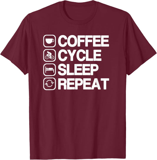 Funny Cycling Cycle Shirt for Coffee Lovers T-Shirt - T-Shirt | Maroon