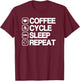 Funny Cycling Cycle Shirt for Coffee Lovers T-Shirt - T-Shirt | Maroon