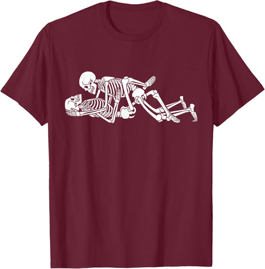 Halloween Naughty Sexy Funny Skeleton Costume T-Shirt - T-Shirt | Maroon