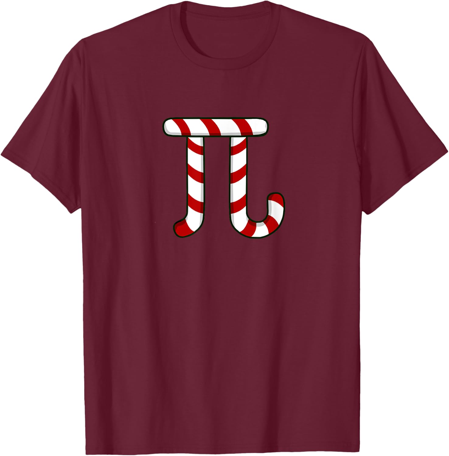 Math Teacher Christmas Idea Funny Pi Joke Candy Cane Women Kids T-Shirt - T-Shirt | Maroon