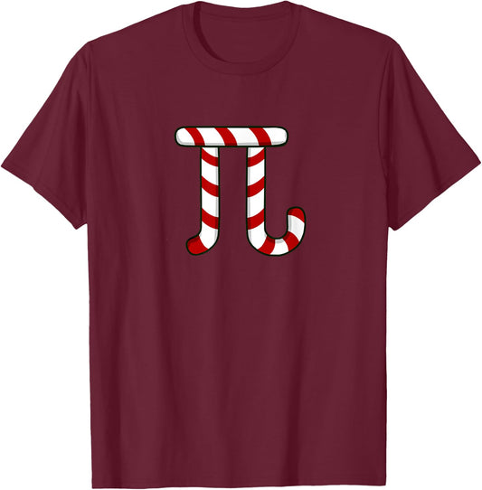 Math Teacher Christmas Idea Funny Pi Joke Candy Cane Women Kids T-Shirt - T-Shirt | Maroon