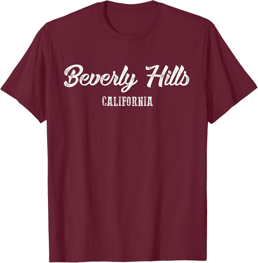Beverly Hills T Shirt - California Souvenir Gift Shirt T-Shirt - T-Shirt | Maroon