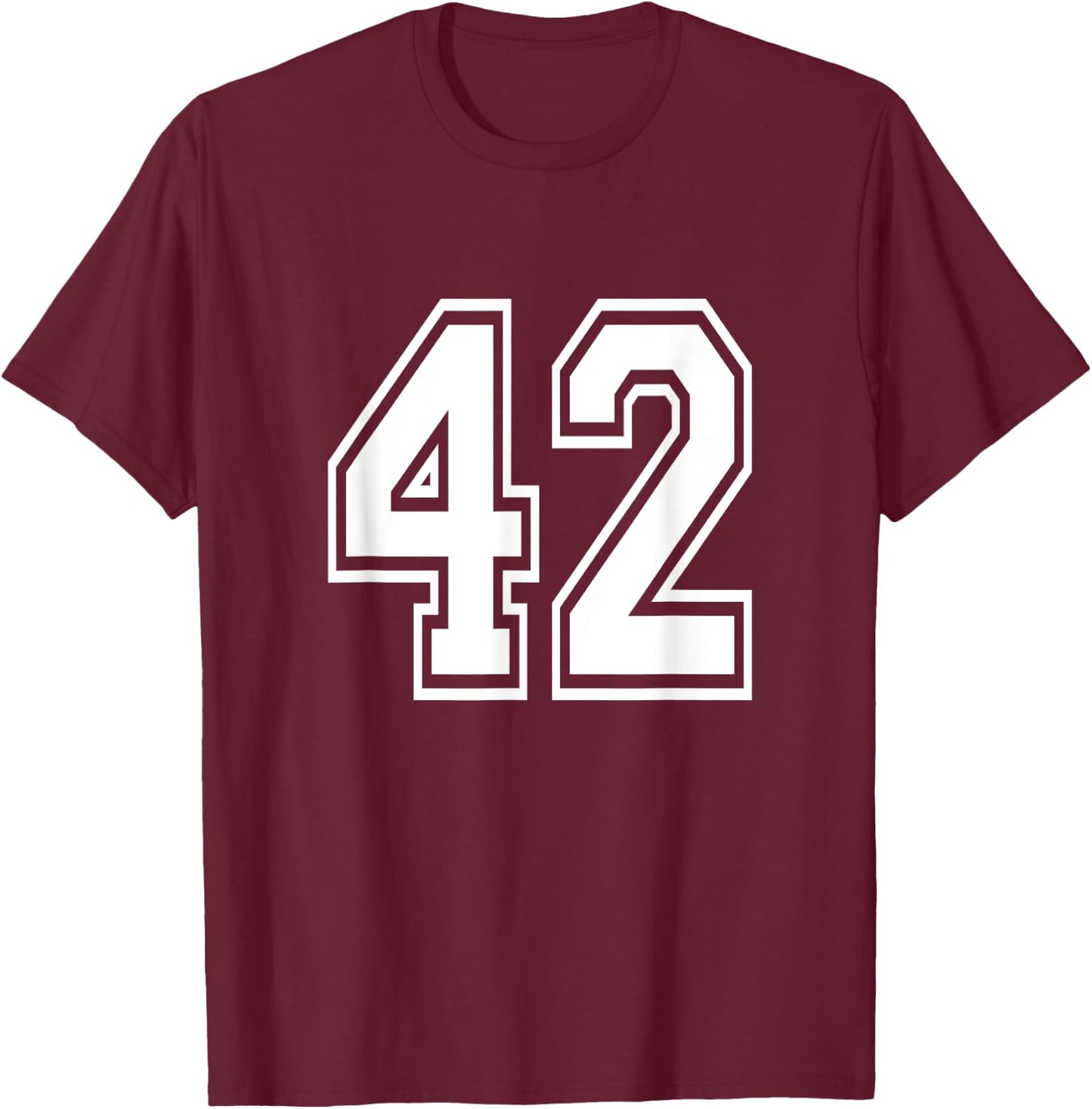 Number 42 Birthday Varsity Sports Team Jersey T-Shirt - T-Shirt | Maroon