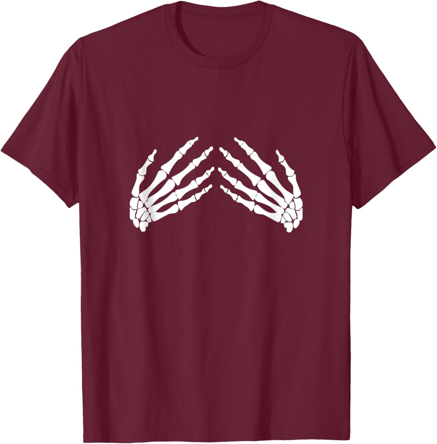 Skeleton Hands Grabbing Boobs Halloween T-Shirt - T-Shirt | Maroon