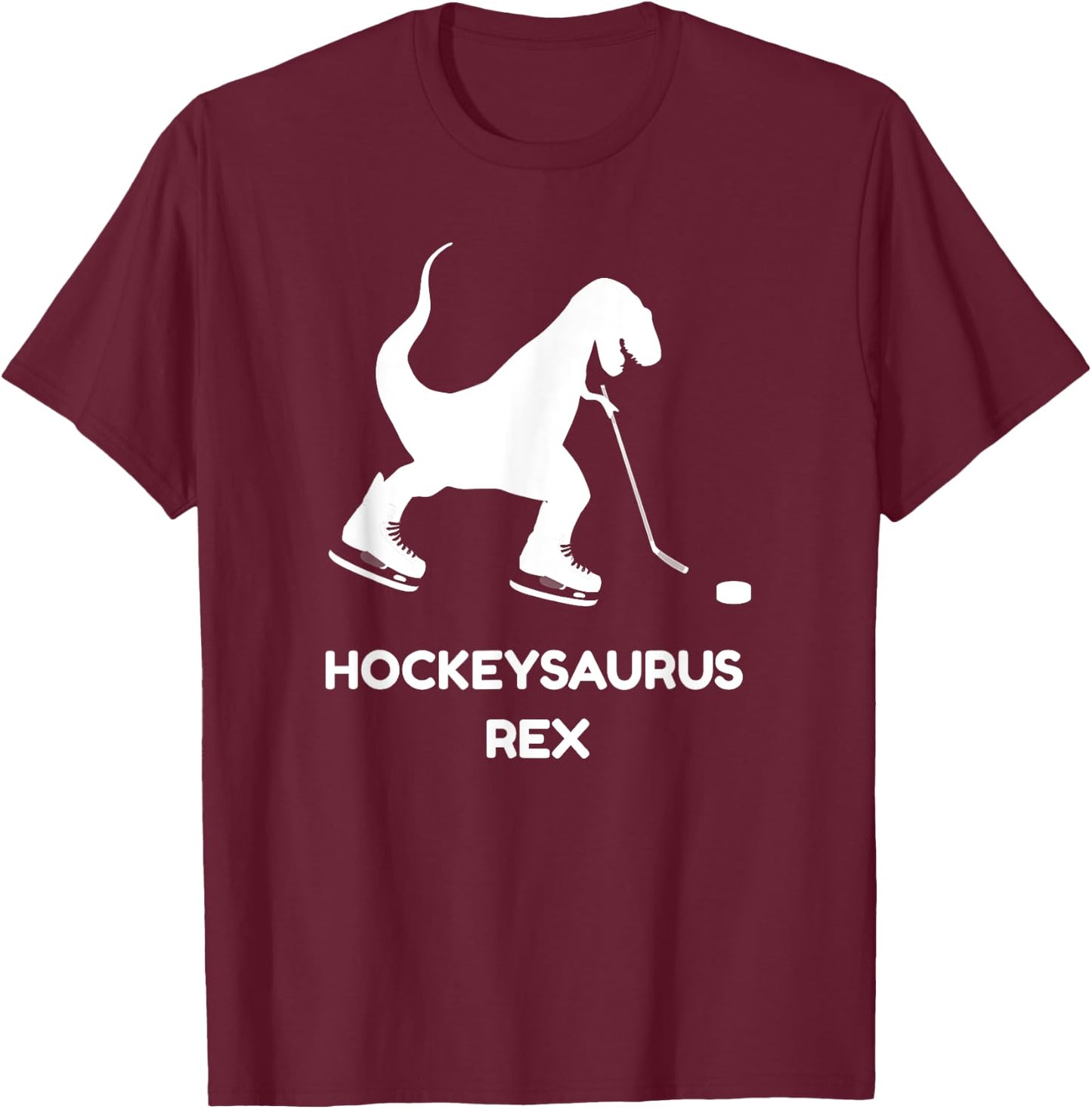 Funny Boys Ice Hockey T Rex Dinosaur T Shirt T-Shirt - T-Shirt | Maroon
