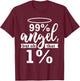 Fun Simple Party '99% Angel Wild Side' Joke - Black, Small T-Shirt - T-Shirt | Maroon