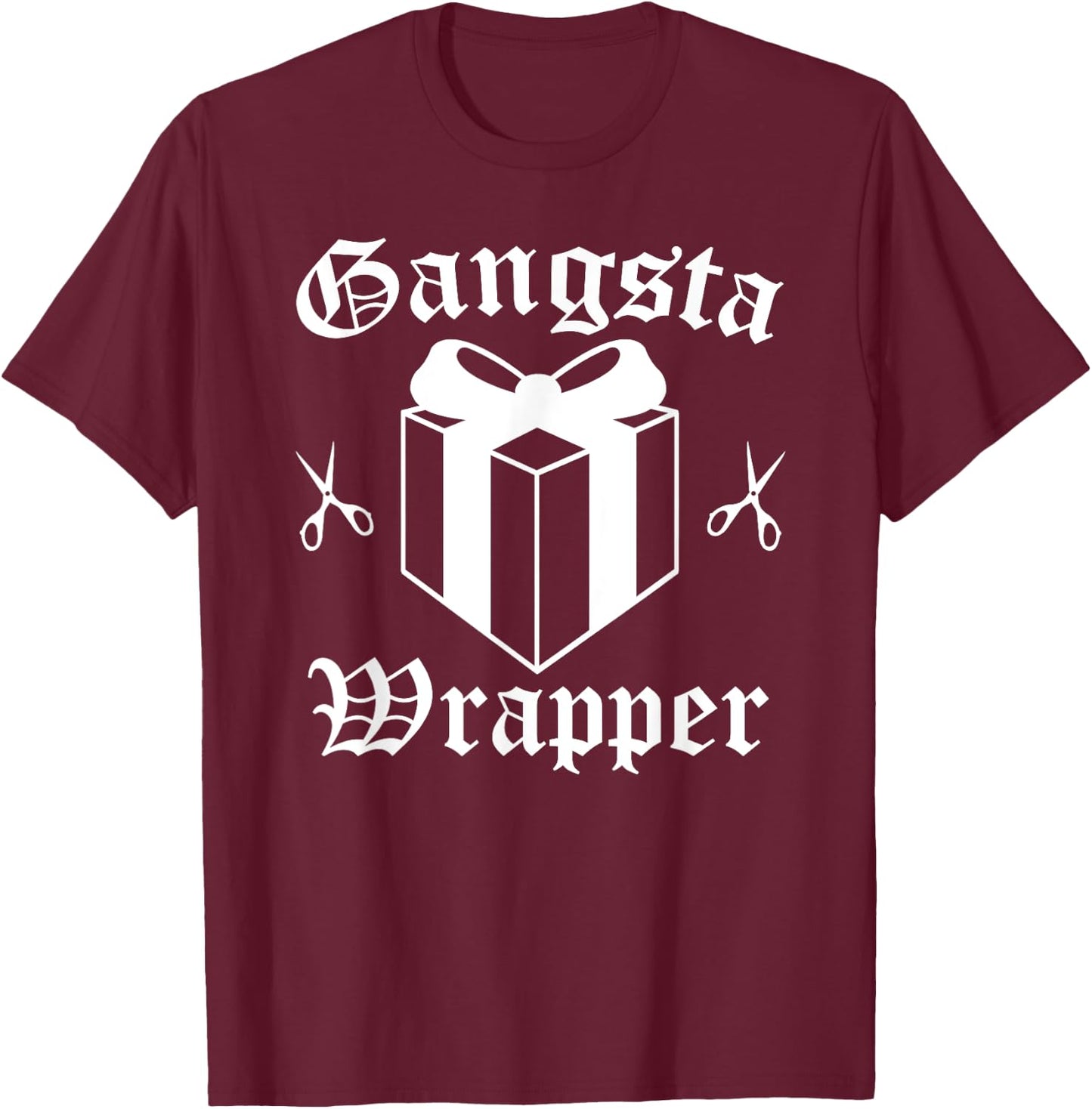 Gangsta Wrapper Christmas Holiday T-Shirt - T-Shirt | Maroon