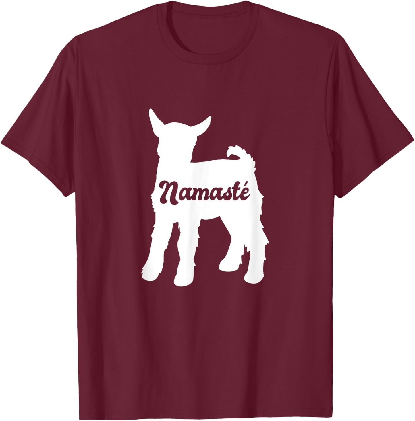 Namaste Cute Goat Yoga T-Shirt - T-Shirt | Maroon