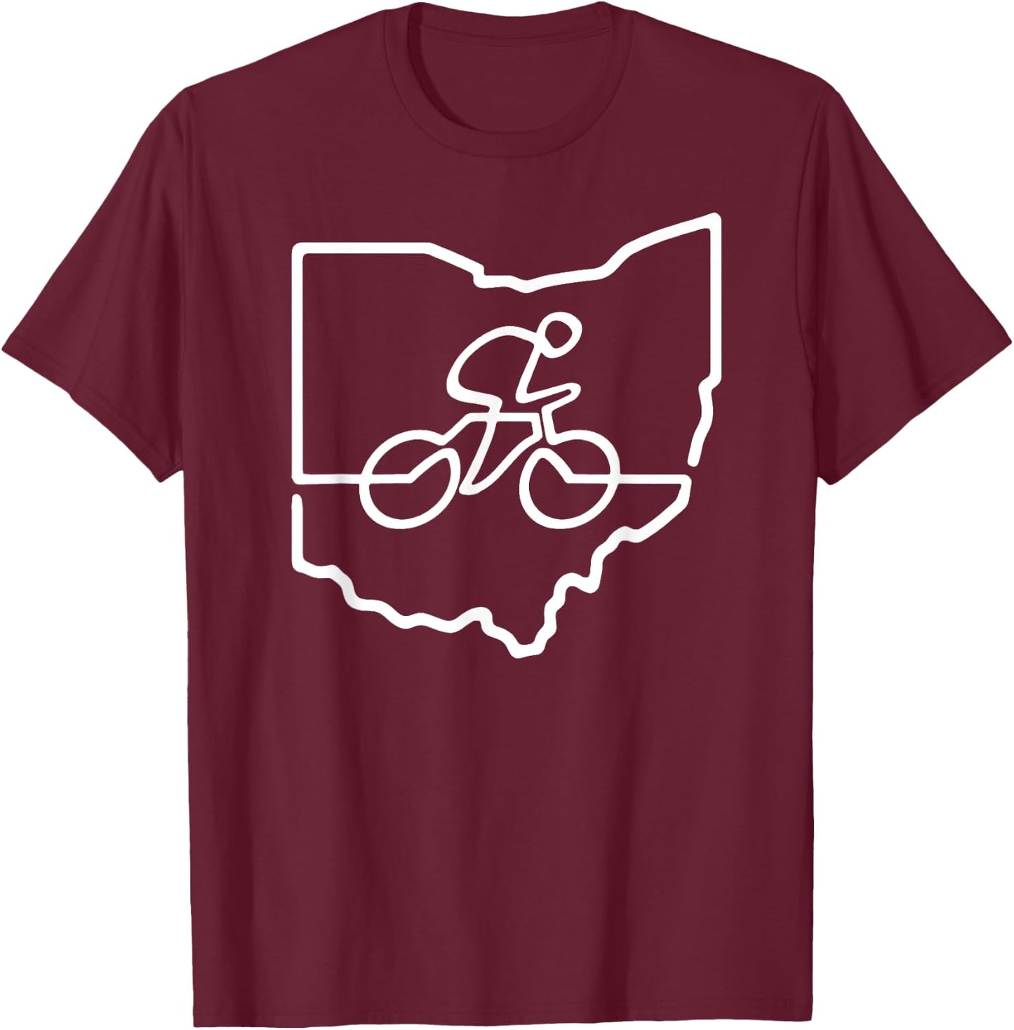 Bicycle Ohio Cycling Shirt Cyclist Gift Bike Road Racing T-Shirt - T-Shirt | Maroon