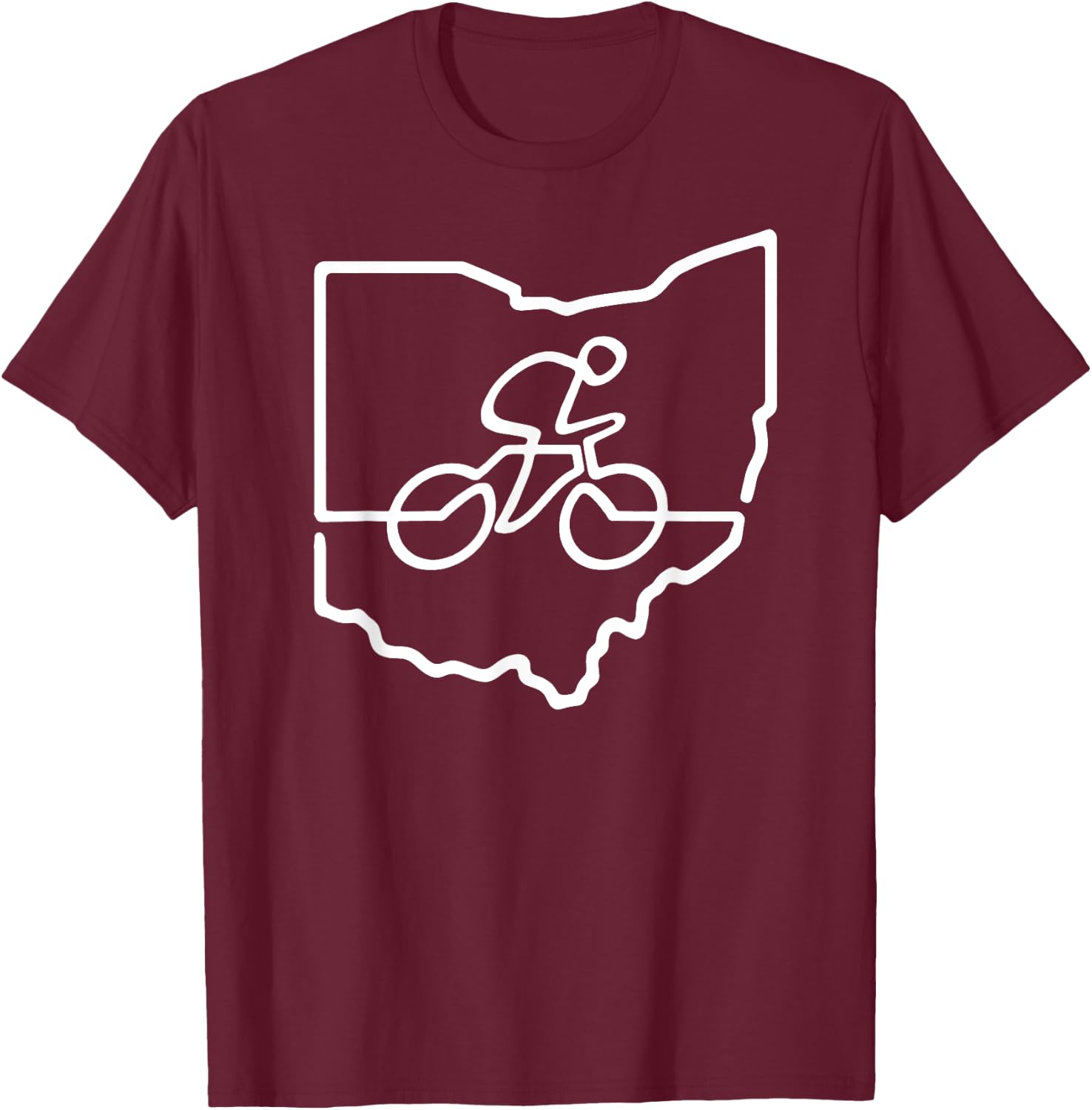 Bicycle Ohio Cycling Shirt Cyclist Gift Bike Road Racing T-Shirt - T-Shirt | Maroon