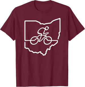 Bicycle Ohio Cycling Shirt Cyclist Gift Bike Road Racing T-Shirt - T-Shirt | Maroon