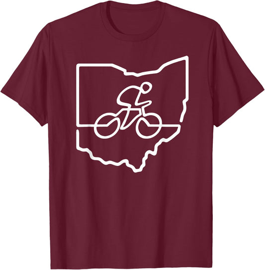 Bicycle Ohio Cycling Shirt Cyclist Gift Bike Road Racing T-Shirt - T-Shirt | Maroon