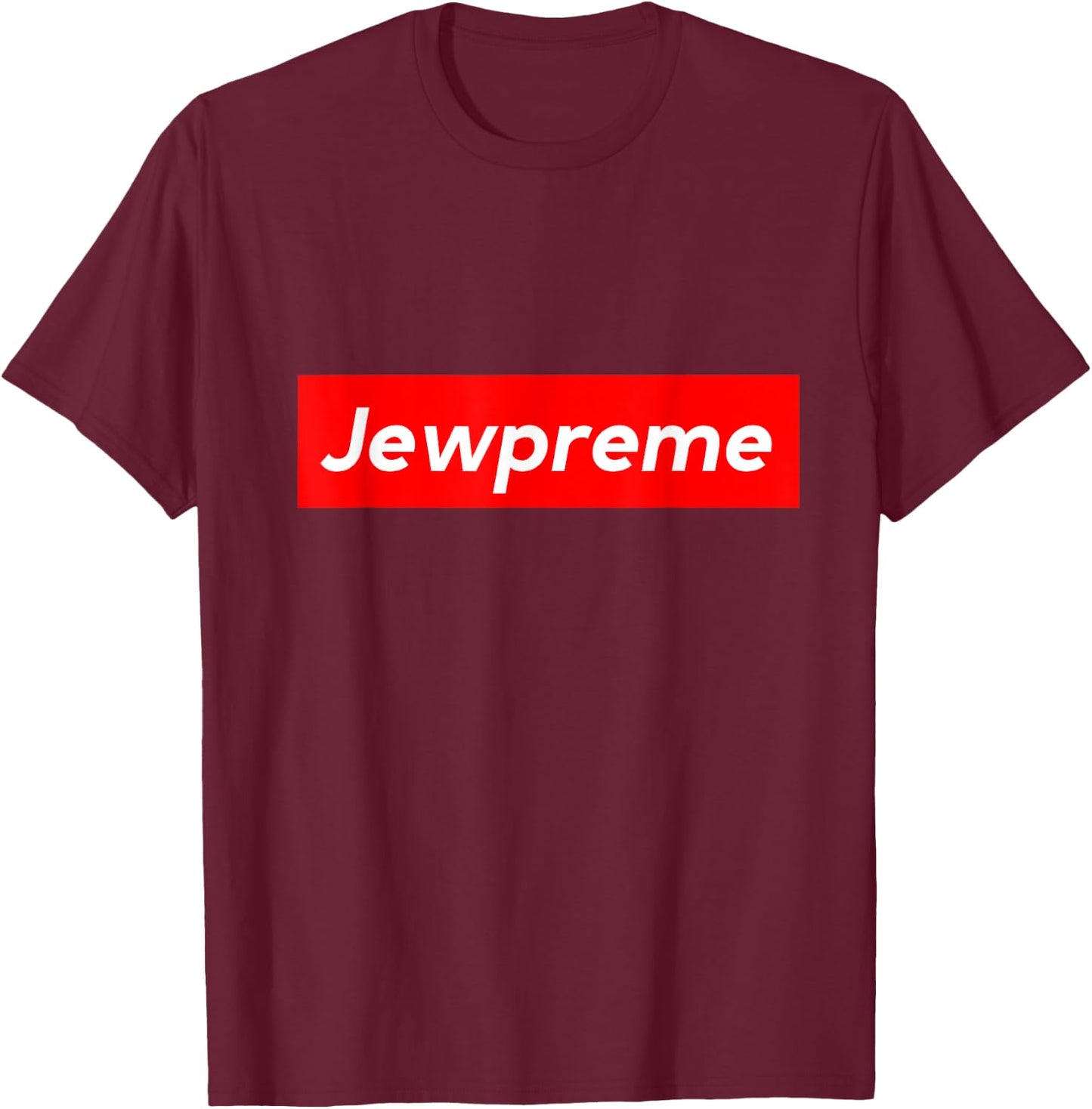 Funny Jewish Jewpreme Humorous Jewish Black Men's Classic Fit Fitted Short Sleeve Cotton Solid Colors 100% Cotton Hanukkah Gift T-Shirt - T-Shirt | Maroon