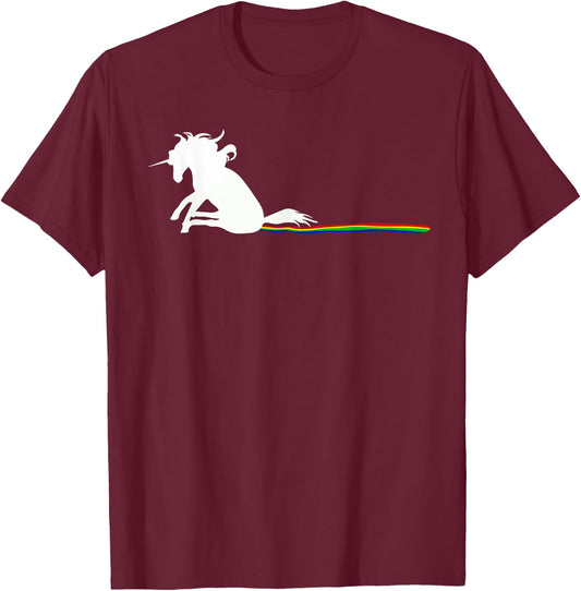 Unicorn Dragging Rainbows- Funny Adult Gifts T-Shirt - T-Shirt | Maroon