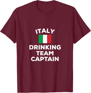 Italy Italian Drinking Team Captain Funny Flag Beer Party T-Shirt - T-Shirt | Maroon