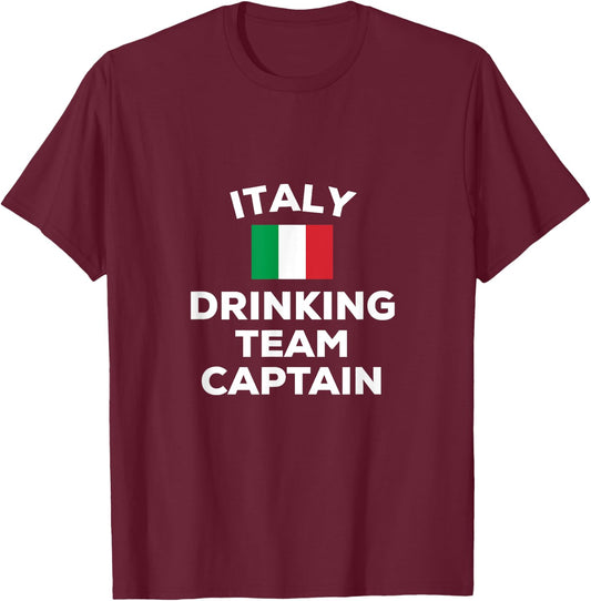 Italy Italian Drinking Team Captain Funny Flag Beer Party T-Shirt - T-Shirt | Maroon