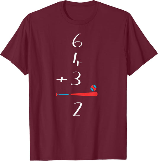 6 4 3 2 Double Play Baseball T-Shirt - T-Shirt | Maroon