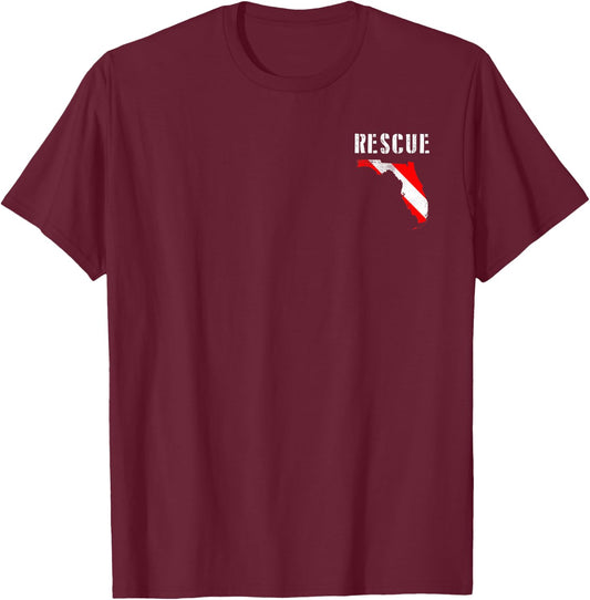Florida Rescue Diver Dive Flag SCUBA Divemaster T-Shirt - T-Shirt | Maroon