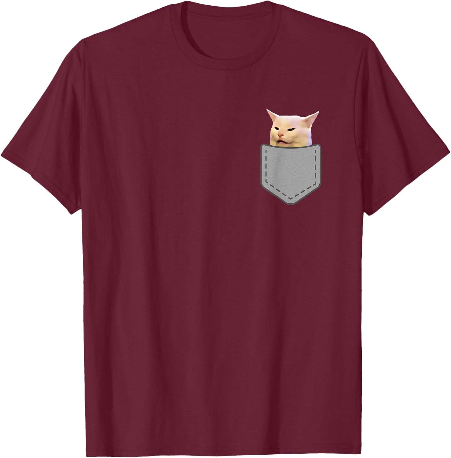 Woman Yelling At Table Dinner Funny Cat Meme T-Shirt - T-Shirt | Maroon