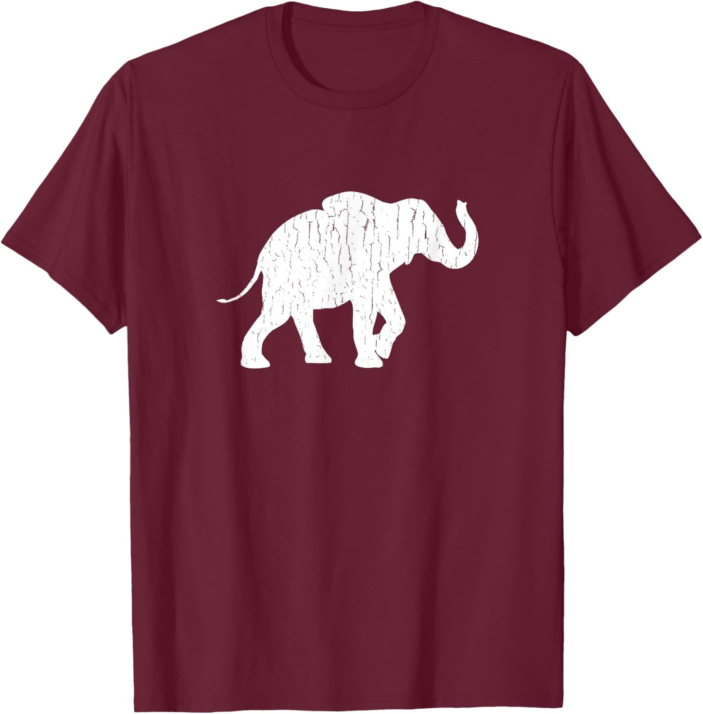 Distressed Elephant Silhouette T-Shirt - T-Shirt | Maroon