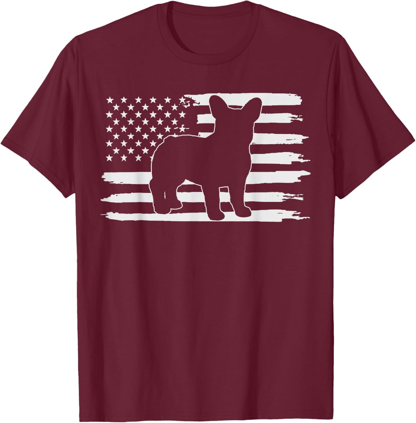 Frenchie Shirt French Bulldog 4th of July Kids Men T-Shirt - T-Shirt | Maroon