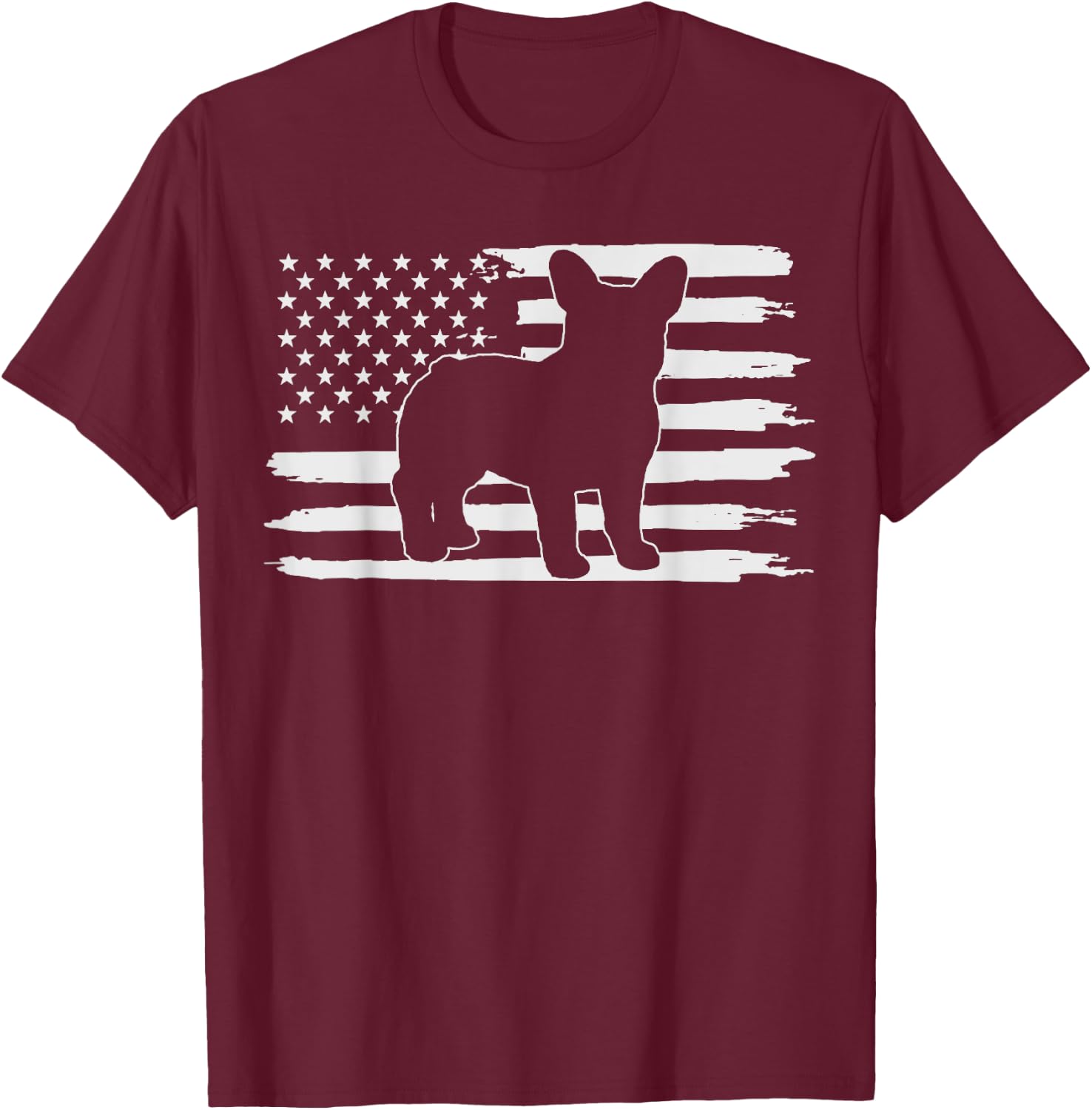 Frenchie Shirt French Bulldog 4th of July Kids Men T-Shirt - T-Shirt | Maroon