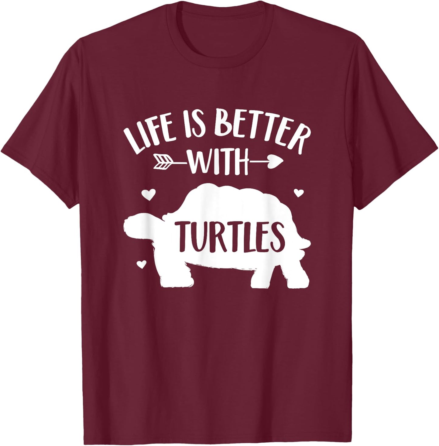 Turtle Lover Gift 'Life Is Better With Turtles' Funny Turtle T-Shirt - T-Shirt | Maroon