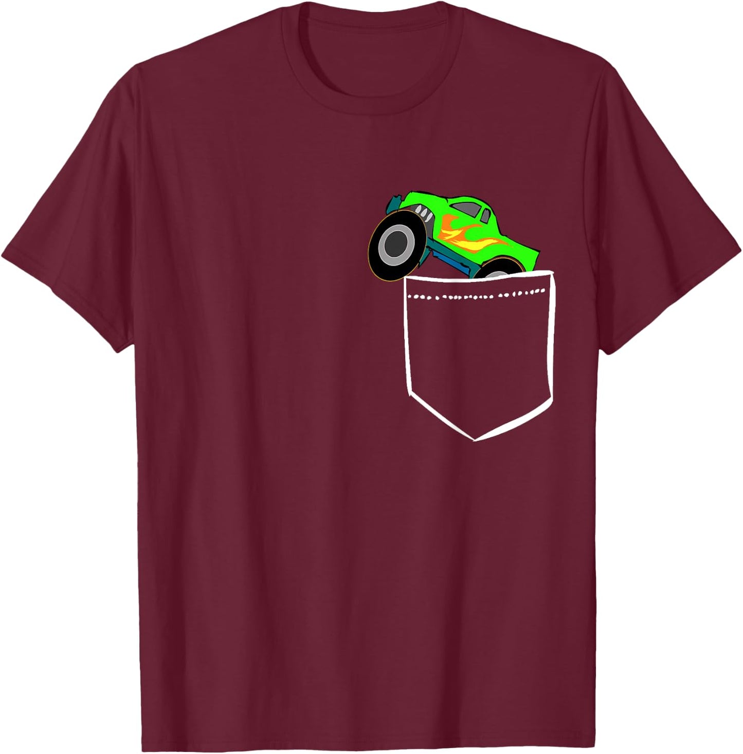 Monsters Truck Pocket Racing Big Cars Gifts T-Shirt - T-Shirt | Maroon