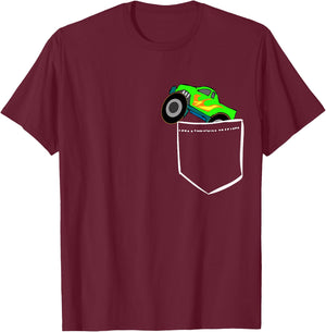 Monsters Truck Pocket Racing Big Cars Gifts T-Shirt - T-Shirt | Maroon