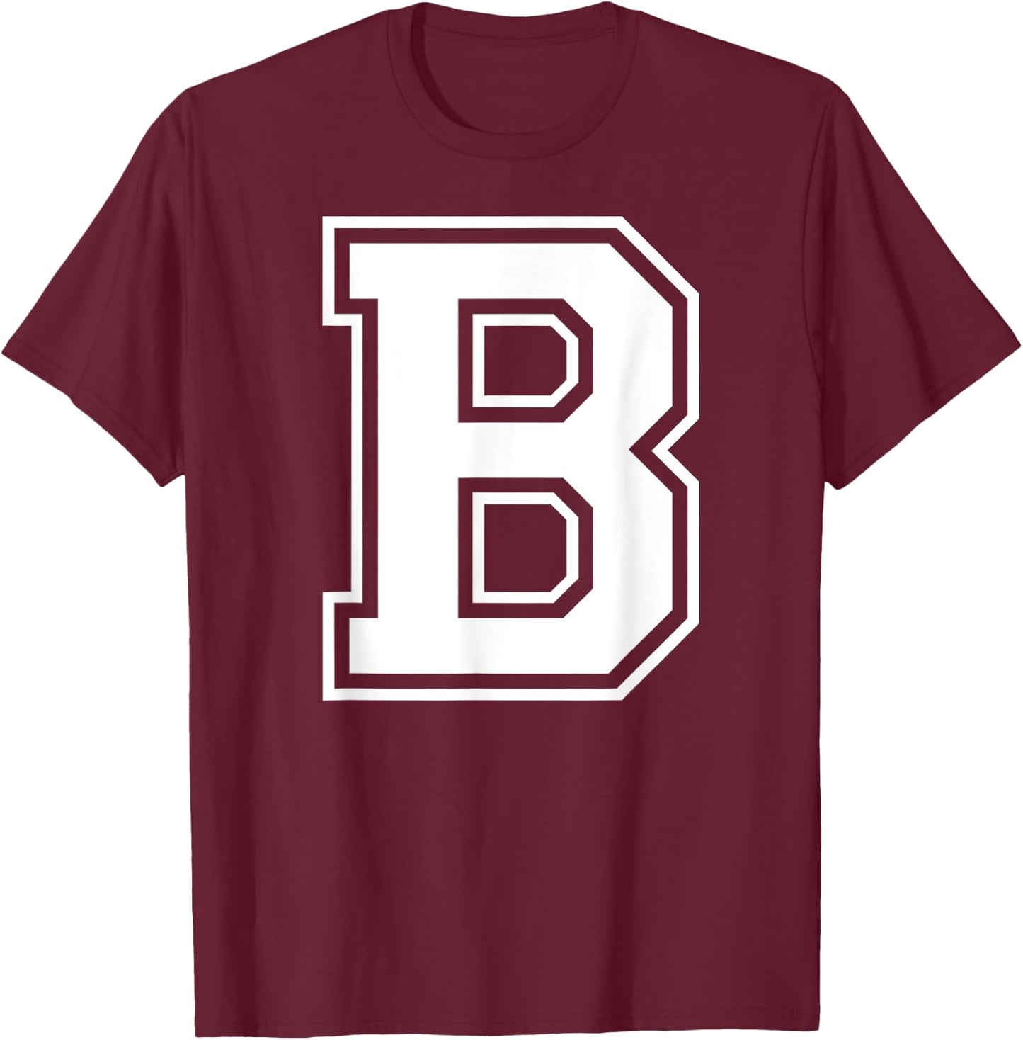 Letter B Capital Alphabet College Varsity Monogram Club T-Shirt - T-Shirt | Maroon