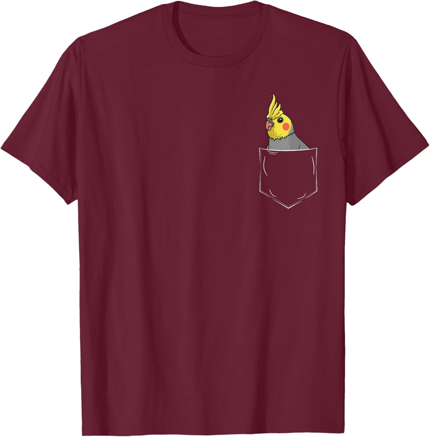 Cockatiel in Pocket Parrot Chest Bag Gift T-Shirt - T-Shirt | Maroon