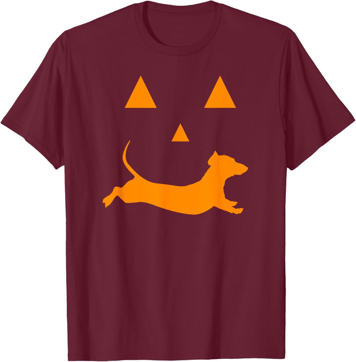 Halloween Pumpkin Dachshund Jack-o-Lantern Costume T-Shirt - T-Shirt | Maroon