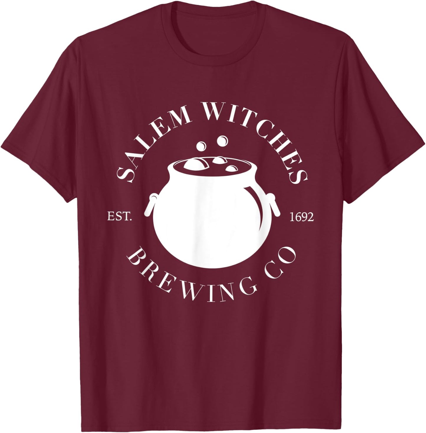 Salem Witches Brewing Company est 1692 Halloween T-Shirt - T-Shirt | Maroon