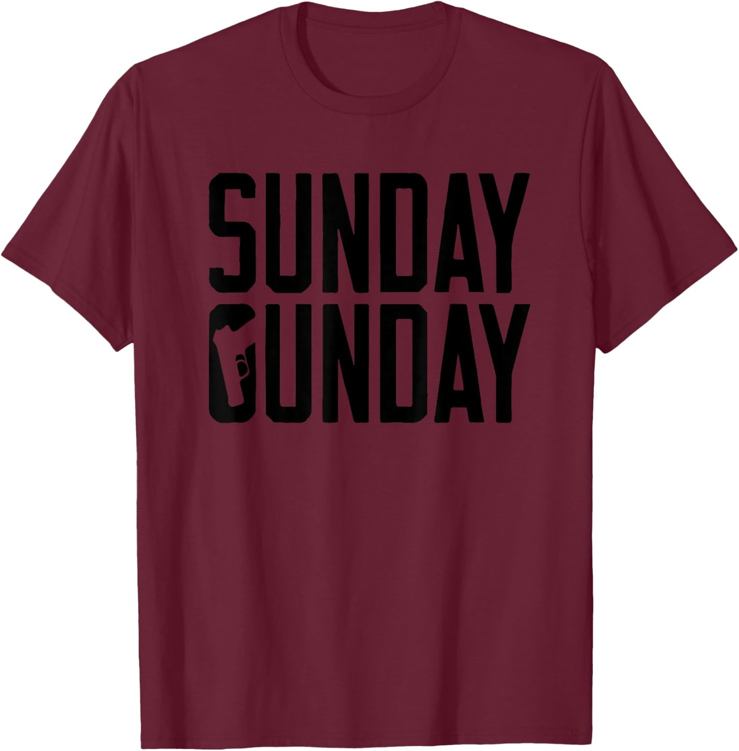 Sunday Gunday Gun Shooting Pistol Firearms T Shirt T-Shirt - T-Shirt | Maroon